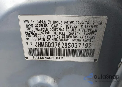 2008 Honda Fit Sport из США, поврежденный, VIN JHMGD37628S037192